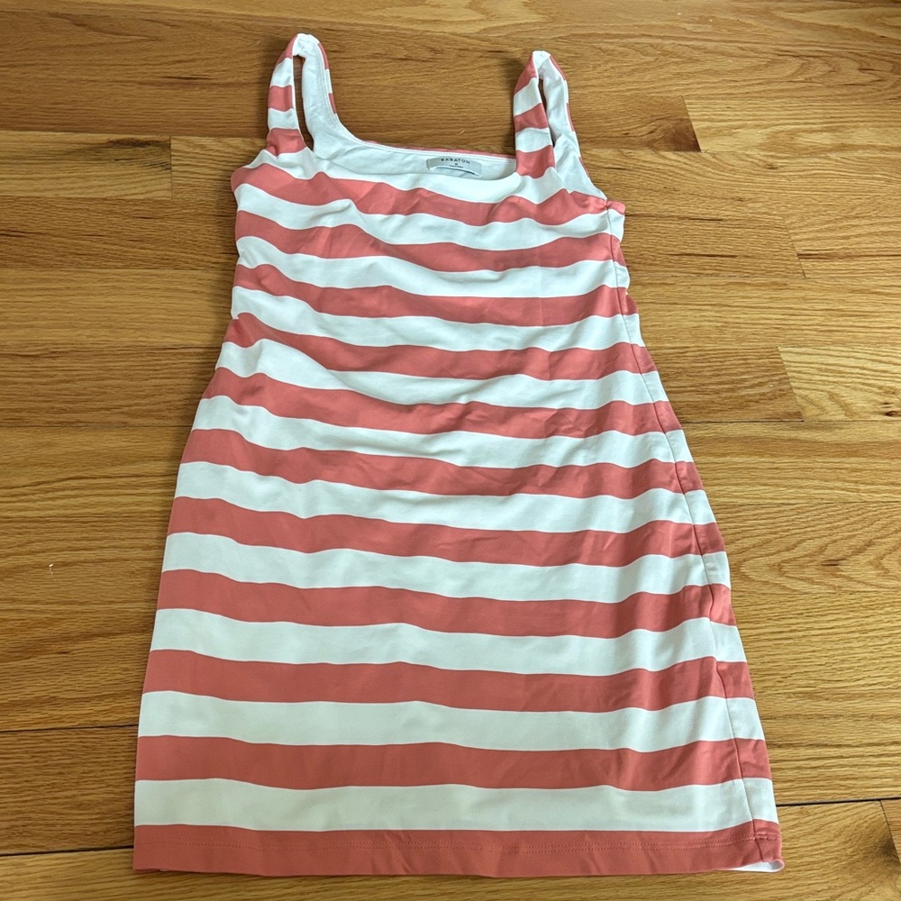 Babaton Coral and White Striped Tank Dress